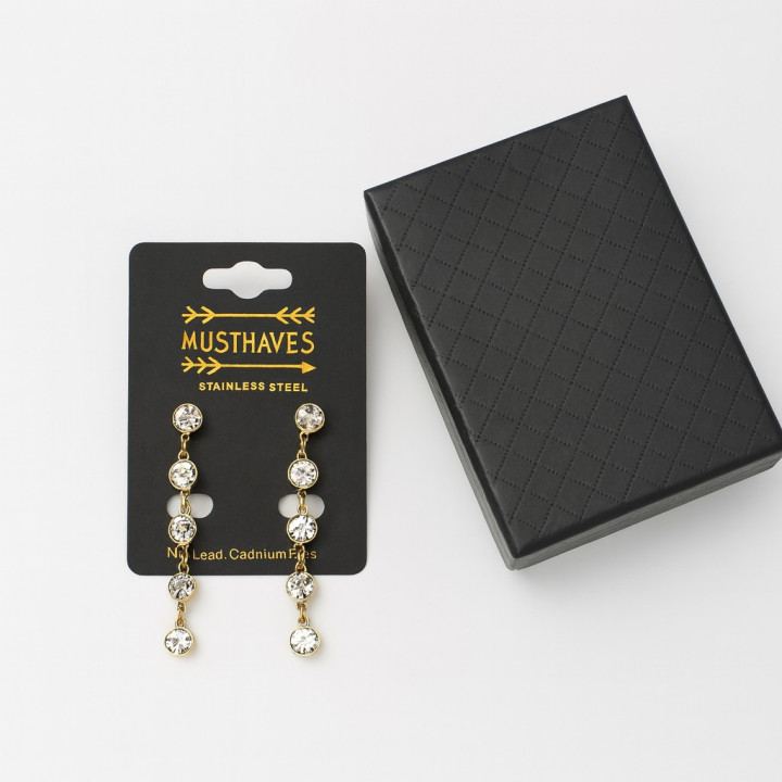 Boucles d'oreilles acier inoxydable, ornées de cristaux