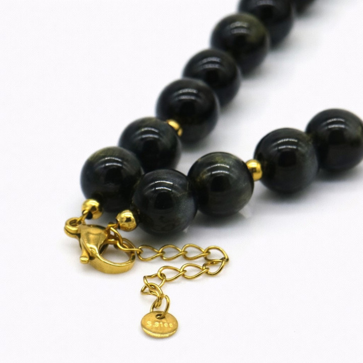 Collier en acier inoxydable et de perles acryliques, élégance et desing moderne