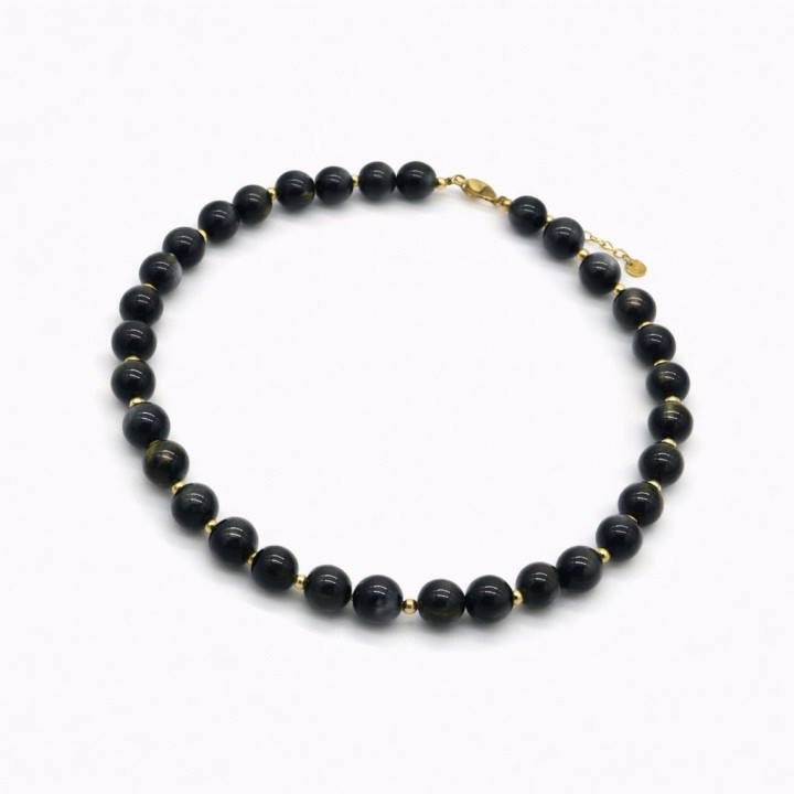 Collier en acier inoxydable et de perles acryliques, élégance et desing moderne