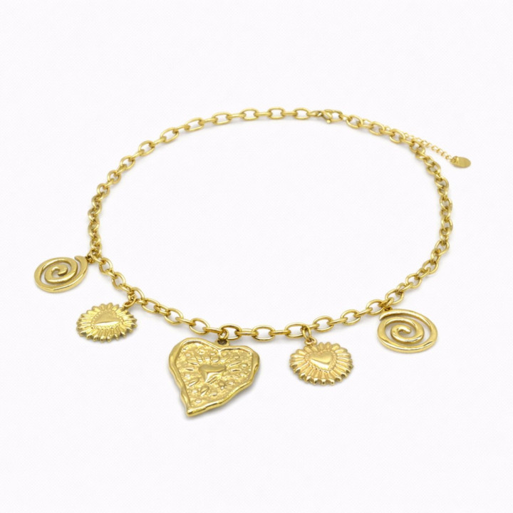 collier en acier Inoxydable avec breloques, élégance et polyvalence