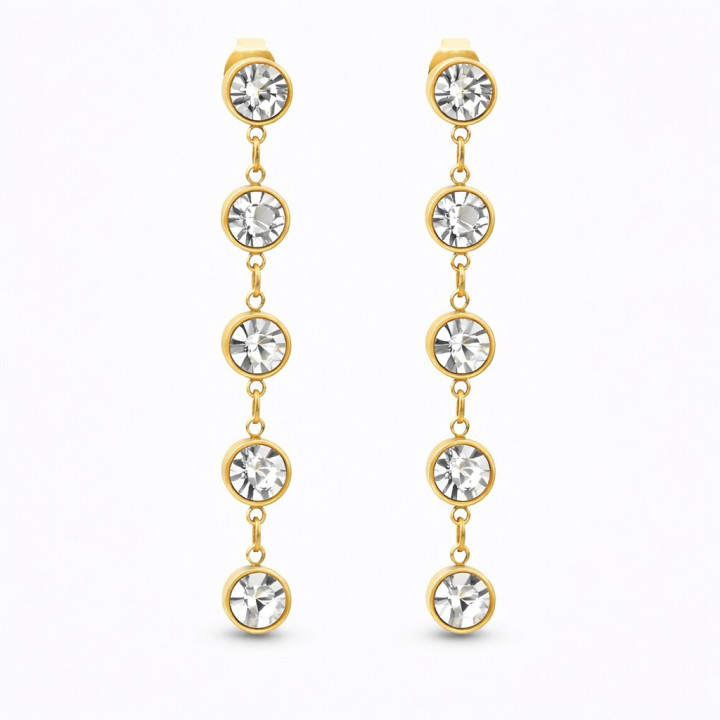 Boucles d'oreilles acier inoxydable, ornées de cristaux