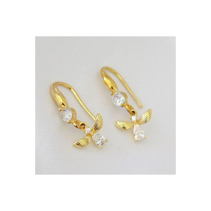 « Honey Bee » Boucles d'oreilles pendantes à crochet argent plaqué Or