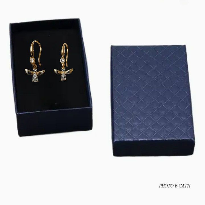 « Honey Bee » Boucles d'oreilles pendantes à crochet argent plaqué Or