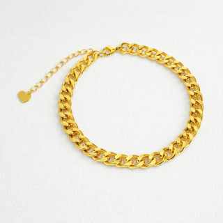 Bracelet à chaîne cubaine épaisse très bonne qualité en acier inoxydable doré