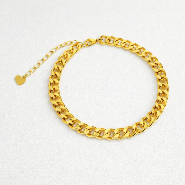 Bracelet à chaîne cubaine épaisse très bonne qualité en acier inoxydable doré