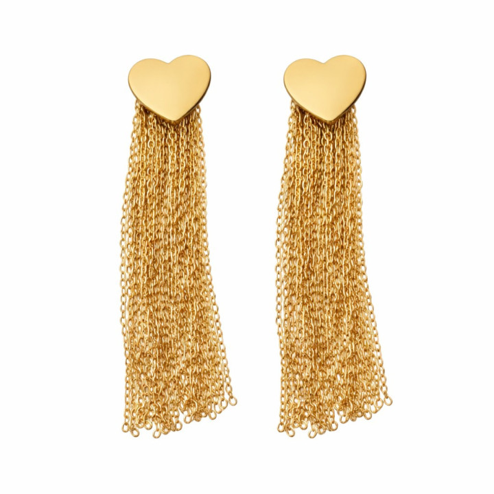 Boucles d'oreilles en forme de coeur avec chaines