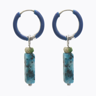 Boucles d'oreilles en acier inoxydable avec incrustation du gneiss bleu