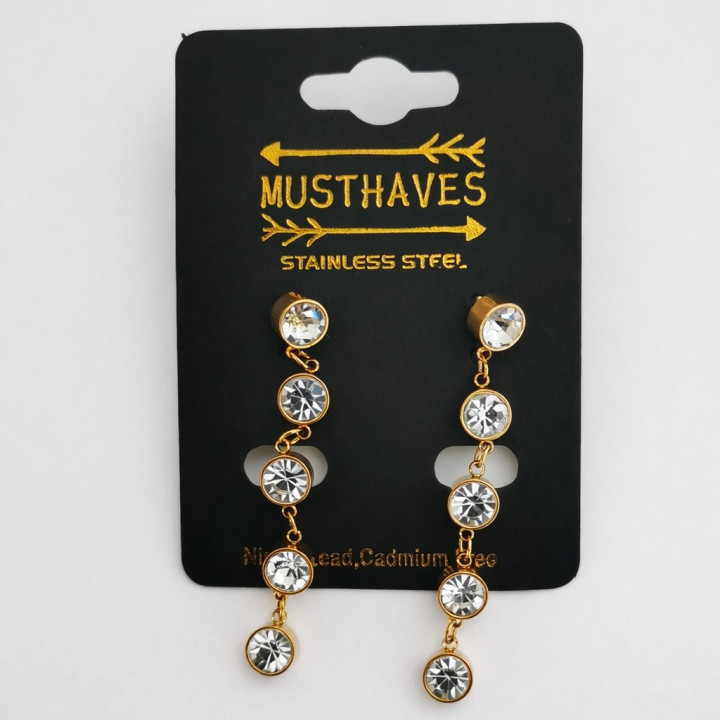 Boucles d'oreilles acier inoxydable, ornées de cristaux