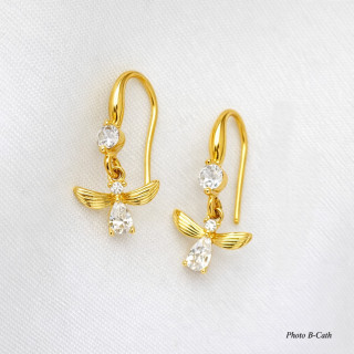 « Honey Bee » Boucles d'oreilles pendantes à crochet argent plaqué Or