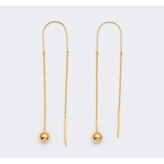 Longs fils d'oreilles plaqué or tige et boule