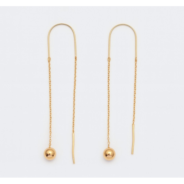 Longs fils d'oreilles plaqué or tige et boule