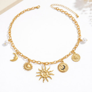 Collier Pendentif Soleil, Étoile, Lune
