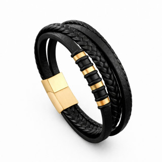 Bracelet Homme Superposé en Similicuir Tissé