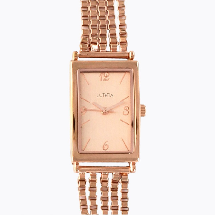 Montre Lutetia boîtier et bracelet multi-chaînes vénitienne en métal doré-rose