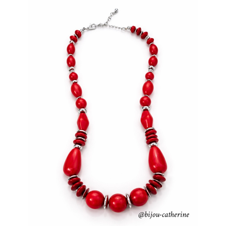 Collier élégant pour Femme avec Perles Rouges