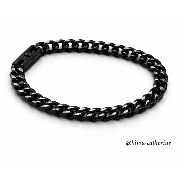 Bracelet Homme Cuban en Acier Inoxydable noir