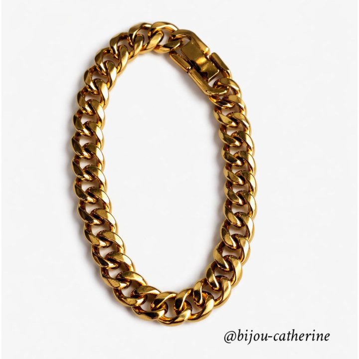 Bracelet Femme Cuban en Acier Inoxydable doré
