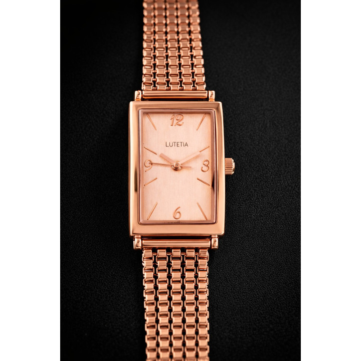 Montre Lutetia boîtier et bracelet multi-chaînes vénitienne en métal doré-rose