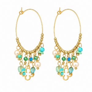 Boucles D'oreilles Créoles acier Inoxydable 40 mm avec perles