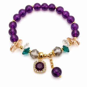 Bracelet Pour Femme En améthyste Et Cristaux Irréguliers Et zirconium synthétique