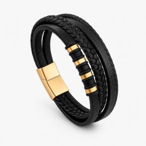 Bracelet homme Doré Similicuir tressé