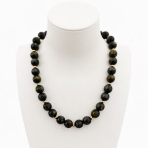 Très Beau collier avec perles Avec Des reflets verts et gris