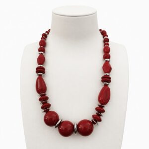 Collier De perles rouges fantaisie
