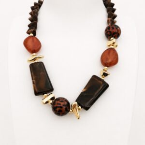 Collier fantaisie marron Et noir
