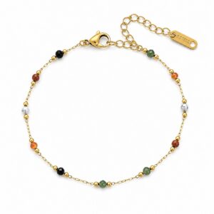 Bracelet femme avec de petites perles collorées en acier inoxydable