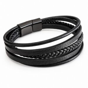 Bracelet Homme Noir Multicouche PVC