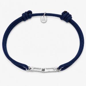 Bracelet By Olivier Lafond en argent 925 rhodié, cordon noir réglable, anneau Osmose taille S - fabrication française