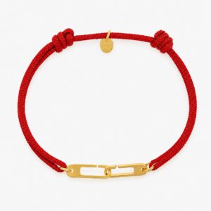 Bracelet By Olivier Lafond cordon rouge et fermoir plaqué or réglable