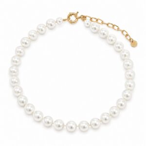 Collier de perles de Majorque blanches avec fermoir doré réglable
